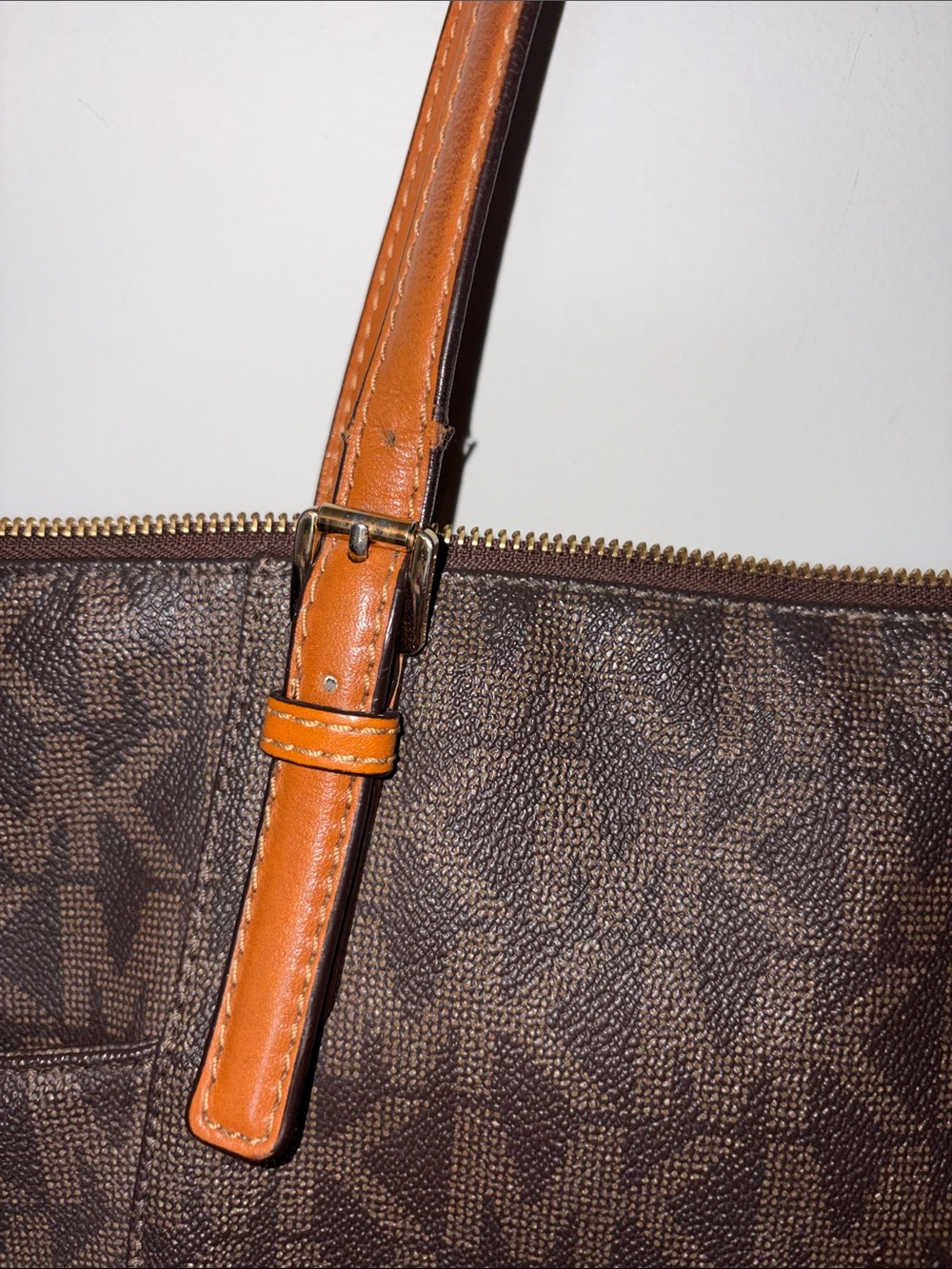 Michael Kors Brown Logo Tote with Tan Leather Trim - Picture 4 of 10